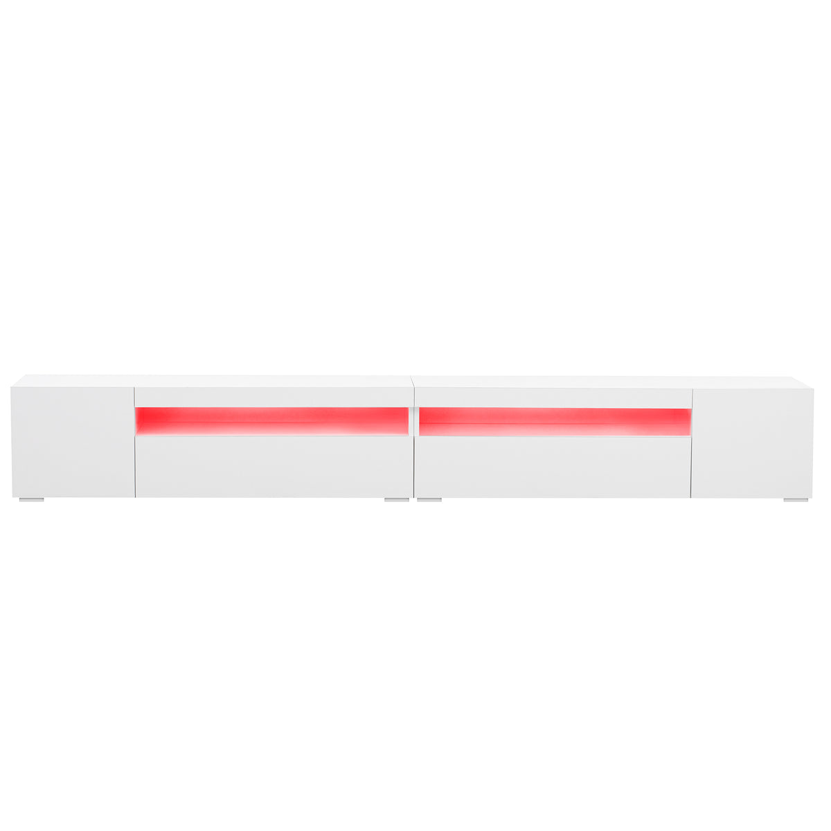 Weißer moderner TV-Schrank, helles Panel, variable LED-Beleuchtung, Wohn- und Esszimmer 240cm