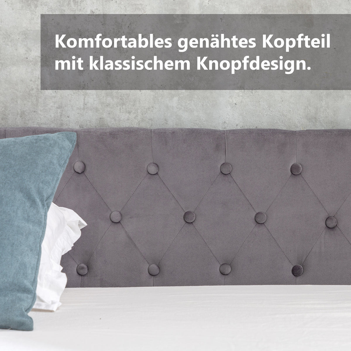 Bett mit Bettkasten Samt-Stoff Polsterbett Lattenrost Doppelbett Stauraum Holzfuß (Grau, 140 x 200 cm)