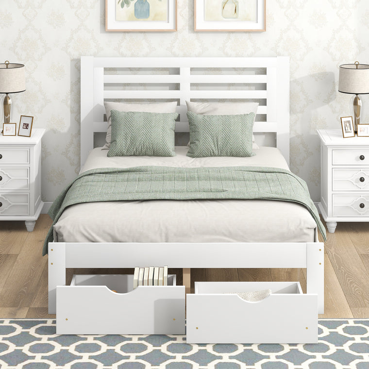 140x200 Kinderdoppelbett Mit Schublade（Weiß）