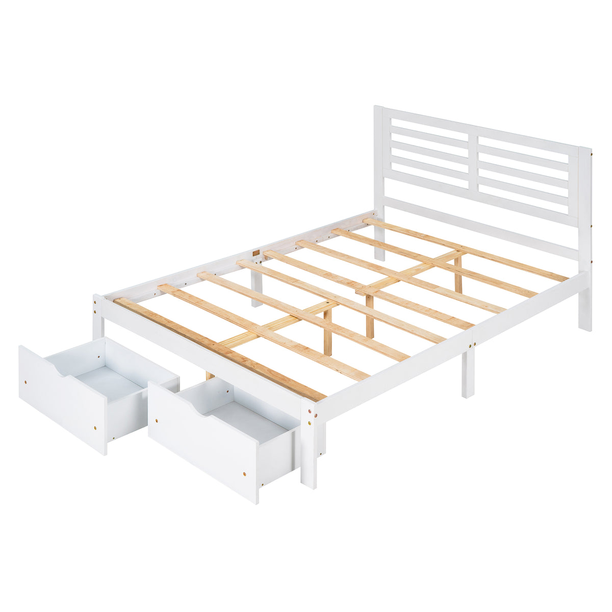 140x200 Kinderdoppelbett Mit Schublade（Weiß）