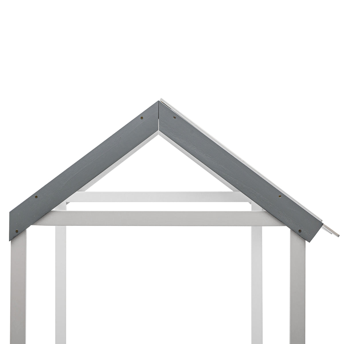 Spielbett Hausbett 200x90, Tricolor Spleißholzlatten Dekorative Hausform,Rausfallschutz Kinderbett, Jungen und Mädchen Massivholz Kinderbett mit Lattenrost, weiß