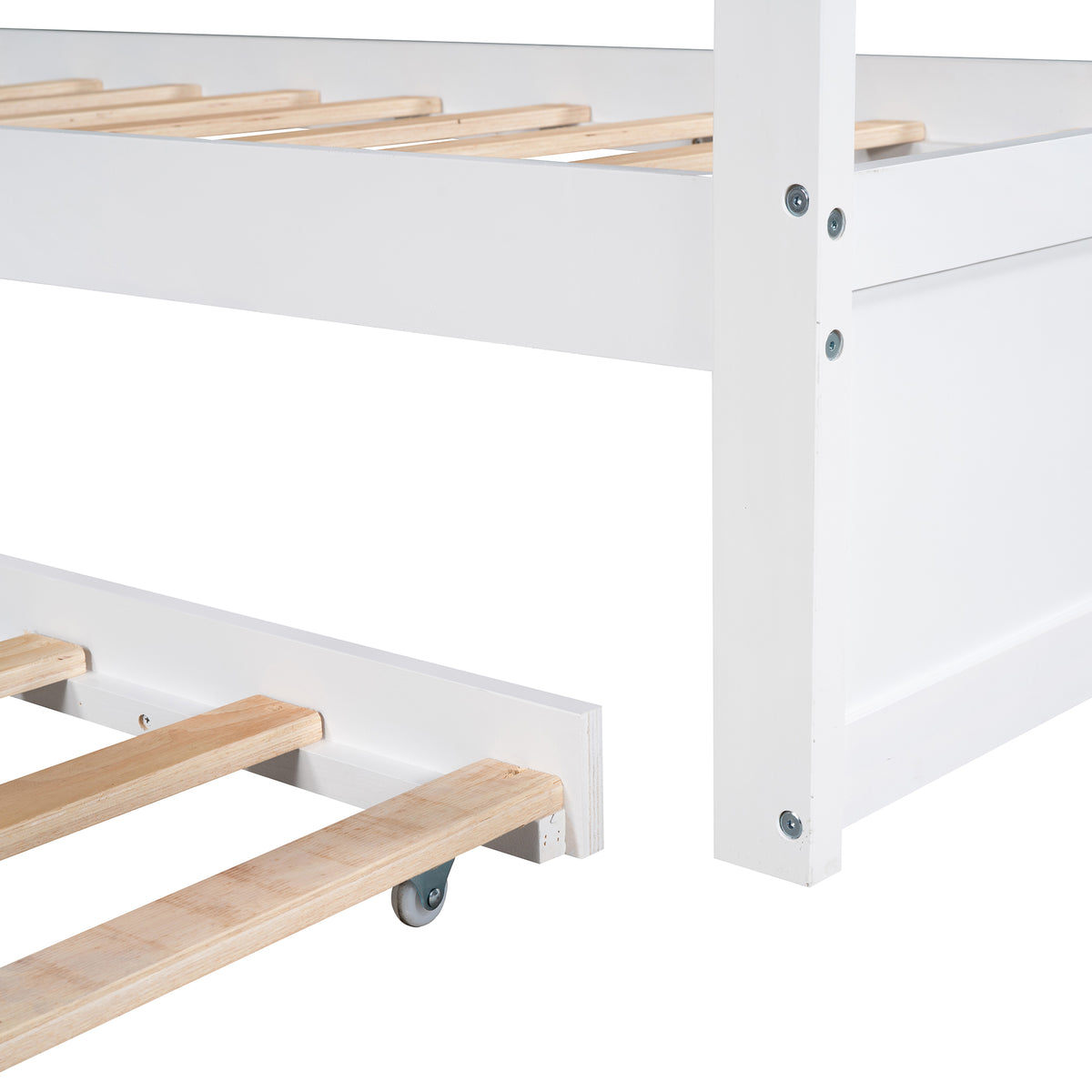 Single Size House Platform Bed mit Trundle, kann dekoriert werden (Weiß)