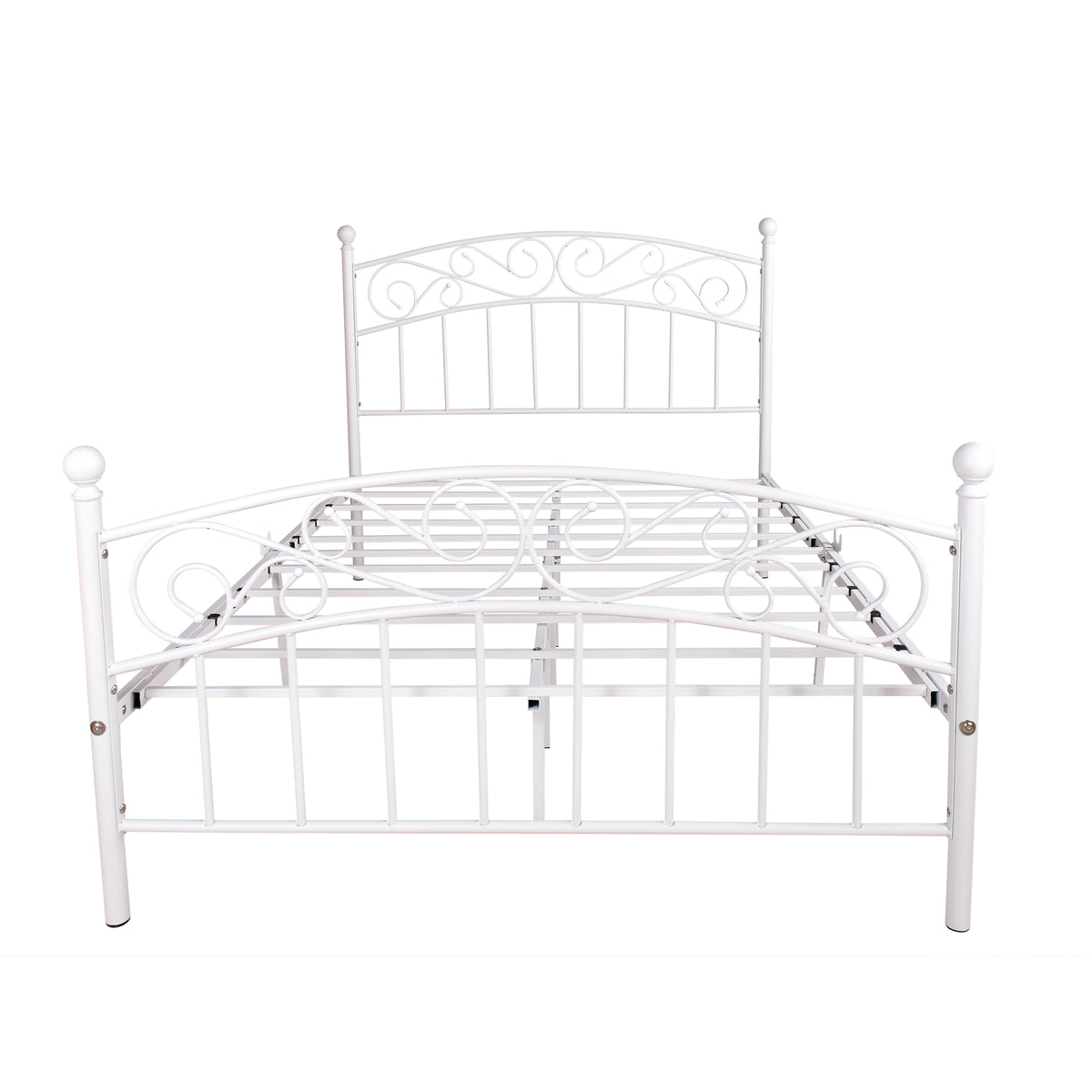 Einzelbett Metallbett Metall Bett, Modern Jugendbett Bettgestelle Bettrahmen mit Lattenrost für Schlafzimmer Gästezimmer Bett In Weiß 140 x 190 cm
