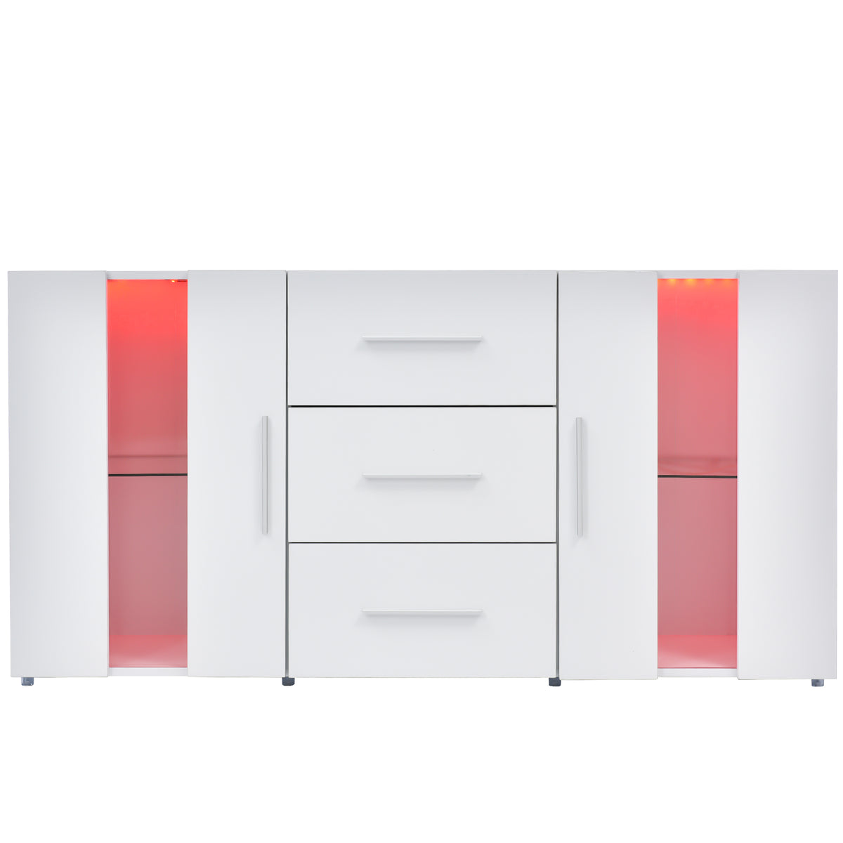 Sideboard Kommode Anrichte Standschrank Lagerung Schrank Schrank Einheit TV-Schrank,Lowboard, mit 16 Farben LED-Leuchten für Esszimmer Wohnzimmer，140*35*70cm
